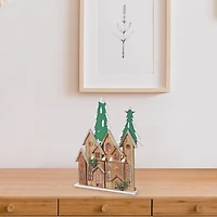 Maison Led En Bois Marron Avec Arbre 21,89"