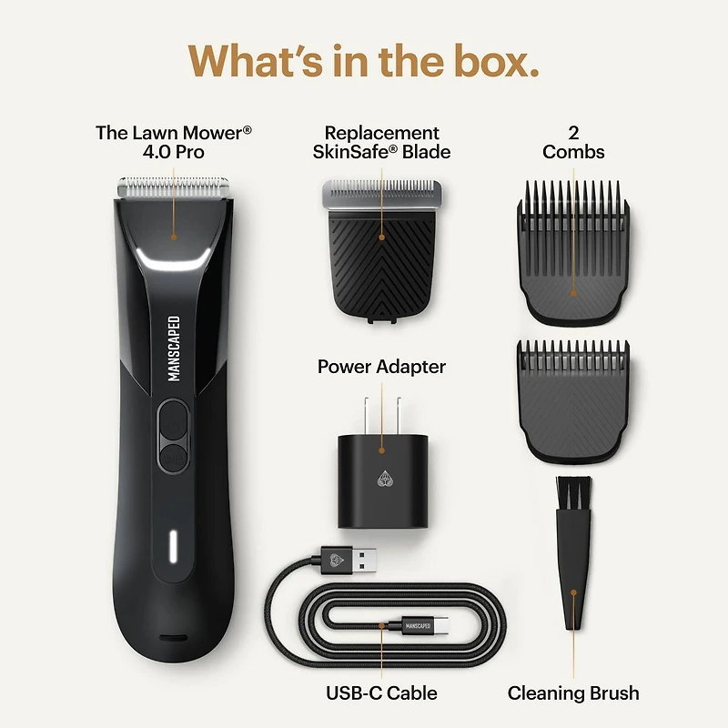 MANSCAPED® The Lawn Mower® 4.0 Pro Men's Groin & Body Hair Trimmer with Additional SkinSafe™ Replacement Blade, Men's Electric Shaver