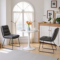 Homy Casa Lot de 2 chaises de salle à manger en similicuir avec piètement traîneau moderne et design ergonomique