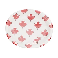 Façon de célébrer! Assiettes En Carton Feuille d'érable rouge ovale et orignal de la Fête du Canada, 10.4" x 12.2" ,8 ct