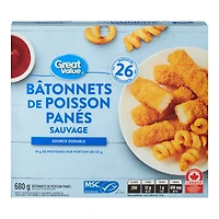Bâtonnets de poisson panés Great Value 680g