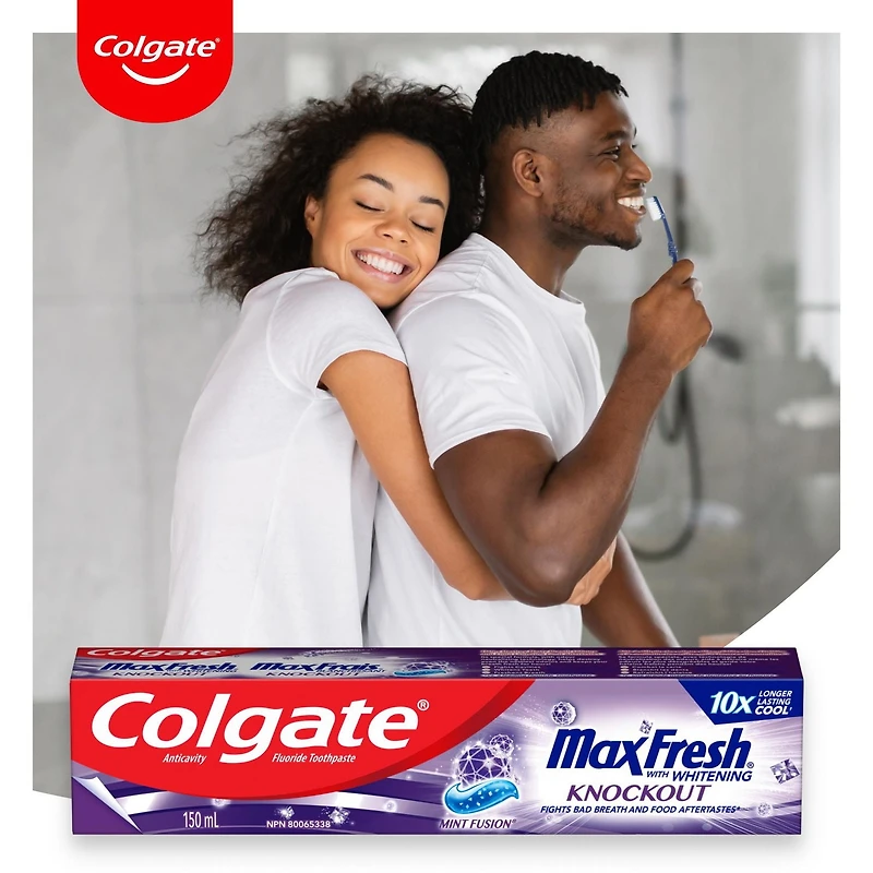 Colgate Max Fresh Knockout Toothpaste with Mini Breath Strips, Electric Mint, 150 mL