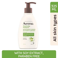 Nettoyant clarifiant Aveeno Positively Radiant - Démaquillant, Nettoyant pour le visage à base d'extrait de soja, Déloge le sébum et unifie le teint
