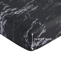 Marina Decoration Ultra Soft Silky Deep Pocket Rich Printed Bedding Rayon from Bamboo All Season Sheet Set with Pillowcases, Modern Black Marble Pattern