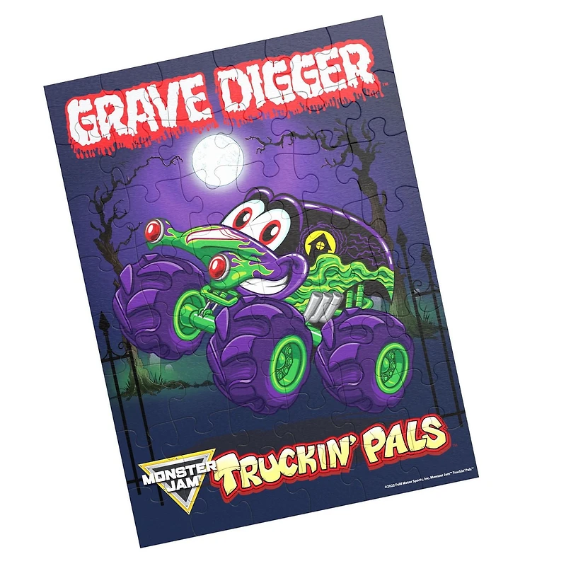 Monster Jam, Truckin' Pals Grave Digger, Puzzle de 48 pièces, monster truck, jouet sensoriel pour boîte à jouets, trucs cools, puzzles pour enfants, pour les enfants à partir de 4 ans