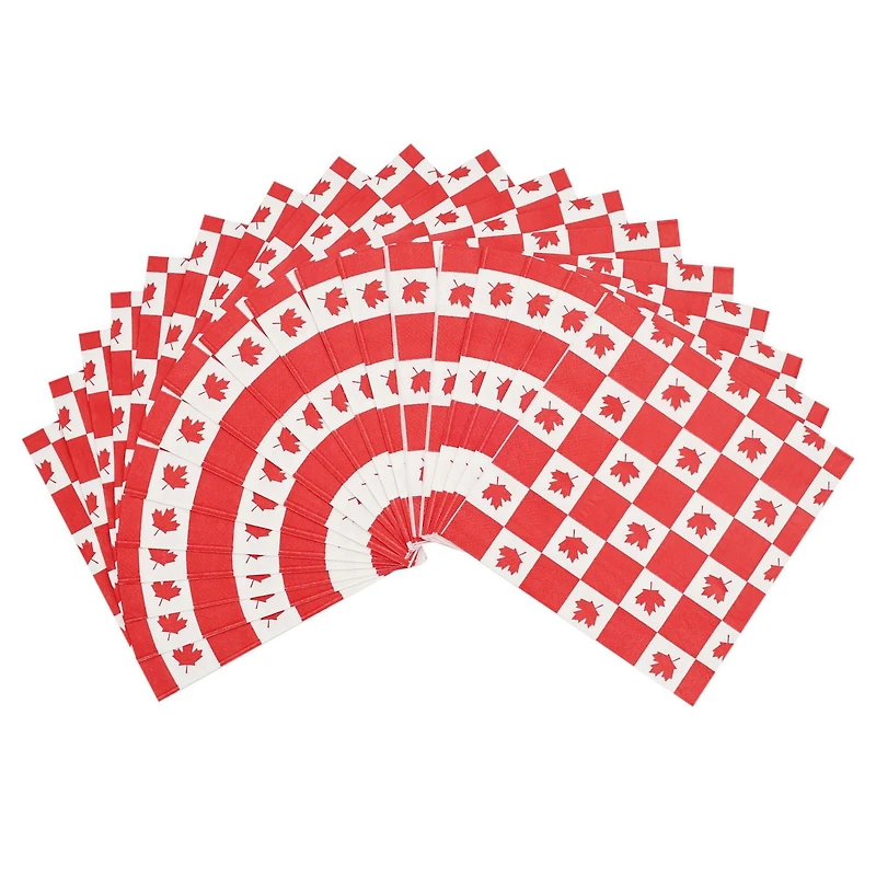 Way to Celebrate! Red Maple Leaves Paper Luncheon Napkins, 6.5in, 18ct