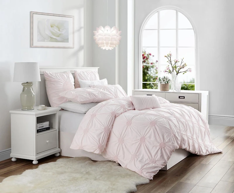 Luxury Floral Ruched High Quality Duvet Cover Set