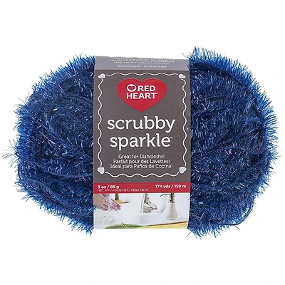 Red Heart® Scrubby Sparkle™ #4 Worsted (Medium) Polyester Yarn, Blueberry 3oz/85g 174 Yards
