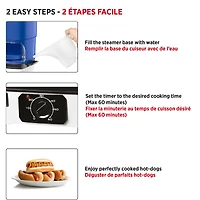 Starfrit Cuiseur Vapeur Électrique pour hot-dogs, Cuit jusqu'à 12 hot-dog à la fois, Composantes emboîtables pour un rangement facile, Édition spéciale bleu