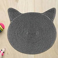 IH Casa Decor Braided Cotton Cat Shape Mat Charcoal Gray
