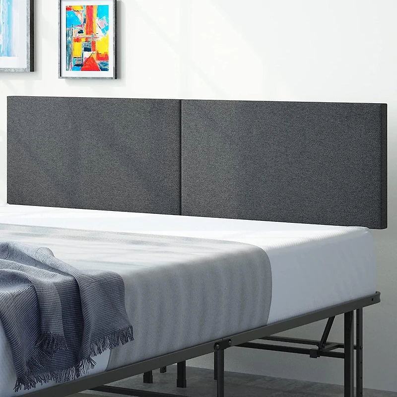 Cadre de lit plateforme en métal Zinus SmartBase avec tête de lit rembourrée et base de matelas