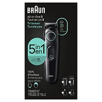 Kit tout-en-un Braun Series 3 3450, tondeuse pour hommes 6 en 1 avec tondeuse à barbe, pour le nez et les oreilles, tondeuse à cheveux et plus, lame ultra tranchante, 40 réglages de longueur, pile rec 1CT