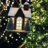 Holiday Time  LED Plaid House Ornament