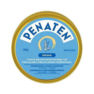 Crème médicamenteuse Penaten pour l’érythème fessier, Original, Pour bébés, Oxyde de zinc 166 grammes