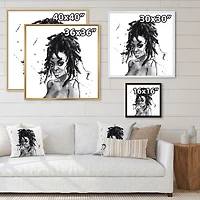 Designart Monochrome Portrait of African American Woman II FLOAT FRAME WALL ART