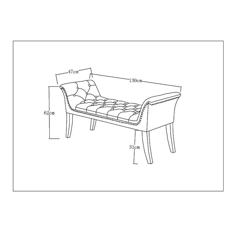 Imperial Tufté Banc Avec Accoudoir (Beige)