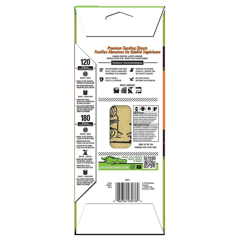 Gator Premium Sanding Sheet, 120/180 Grit (10 sheets)
