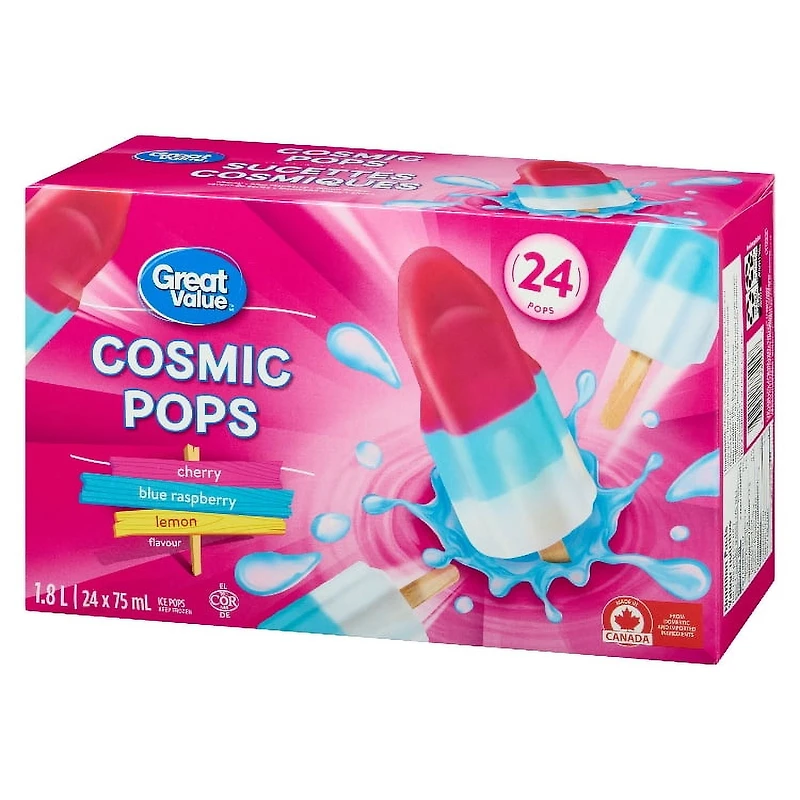 Great Value Cosmic Ice Pops in a box, 24 x 75 mL (1.8 L)