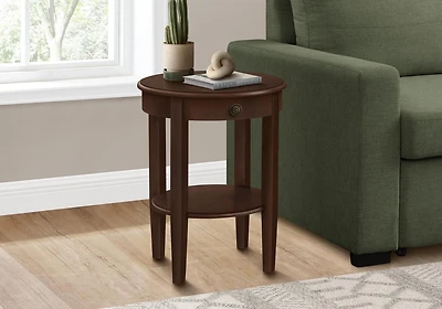 Monarch Specialties Accent Table, 2 Tier, End, Side Table, Round, Nightstand, Bedroom, Lamp, Brown Veneer, Transitional