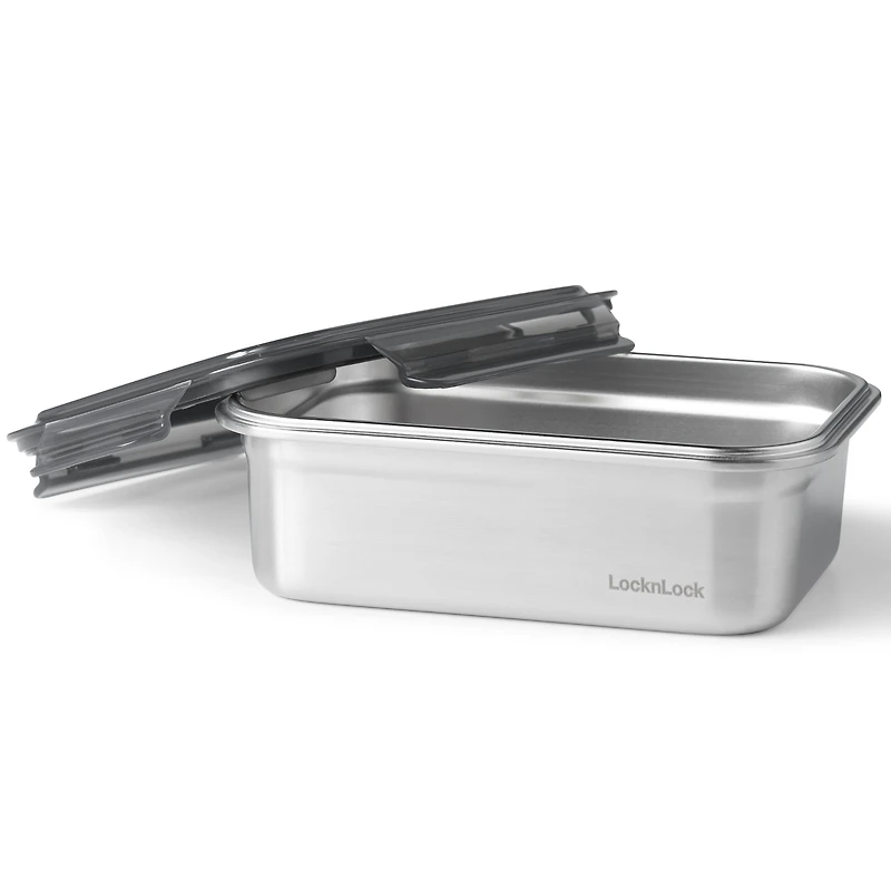 Starfrit LocknLock STEEL - Stainless Steel Container - 40oz/1.2L - Airtight & Leakproof - 4-Sided Locking Lid, Stainless Steel