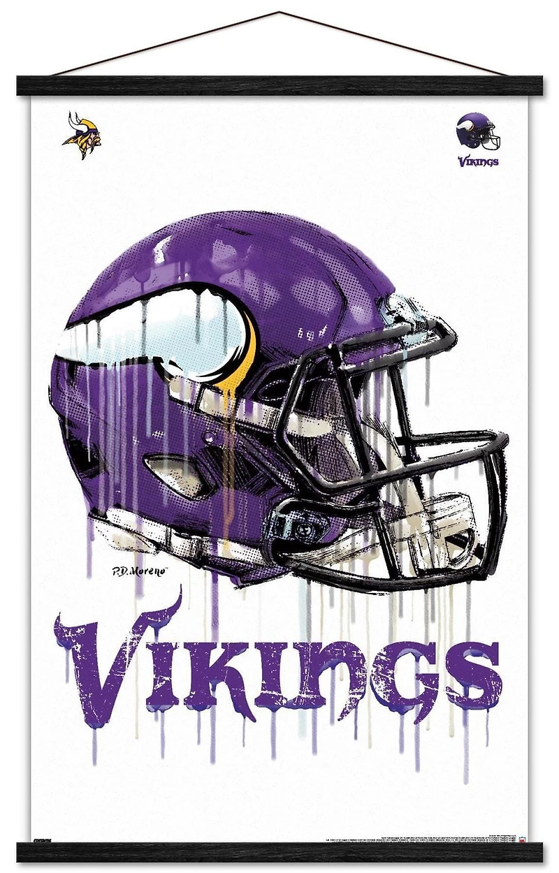 NFL Minnesota Vikings - Drip Helmet 20 Wall Poster, 22.375" x 34" Framed