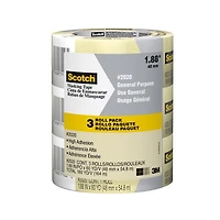 3M 2020-48EP3 1.88" x 60.1yd (48mm) Scotch Contractor Grade Masking Tape (3pk)