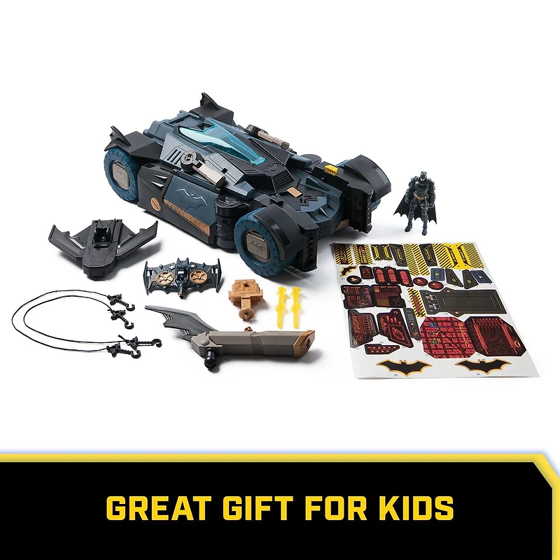 Batman, Coffret Batmobile ultime transformable, Coffret Batman 2-en-1 avec figurine Batman exclusive et planeur, effets sonores et lumineux, jouets pour garçons et filles à partir de 4 ans DC Comics Batman