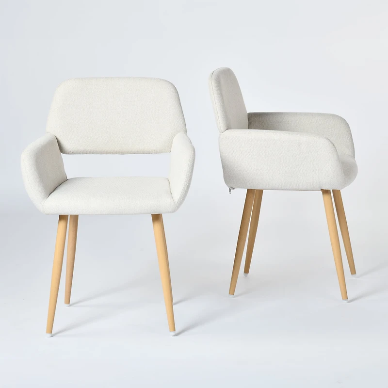 Homy Casa Lot de 2 chaises de bureau en tissu avec accoudoirs et dossier ouvert pour le bureau à domicile