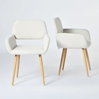 Homy Casa Lot de 2 chaises de bureau en tissu avec accoudoirs et dossier ouvert pour le bureau à domicile