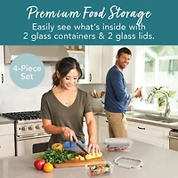 Bentgo Glass Leak-Proof Glass Food Storage Set - 2-Pack (4.4-Cup and 6.3-Cup Containers) - Pebble Beach<br>Edit