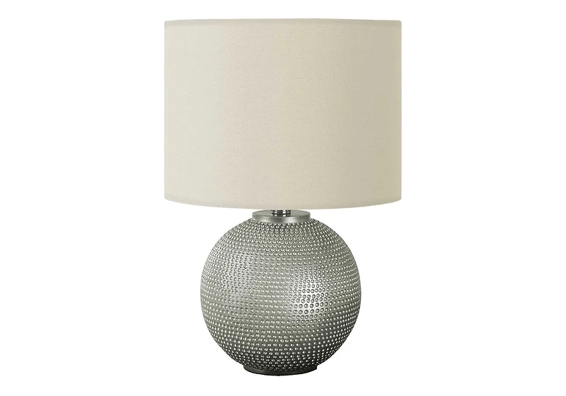 Monarch Specialties Lighting, 19"h, Table Lamp, Grey Resin, Ivory / Cream Shade, Modern