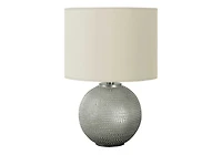 Monarch Specialties Lighting, 19"h, Table Lamp, Grey Resin, Ivory / Cream Shade, Modern
