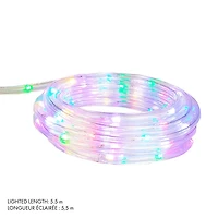 5.48M ROPE LIGHT WITH 108 LED, INDOOR/OUTDOOR, CLEAR PVC TUBE, COLOUR CHANGING LIGHTS