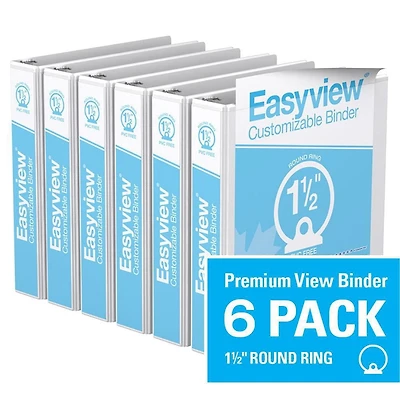 Davis Group, Easyview Premium, Round Ring, Customizable, View Binder, 6 Pack