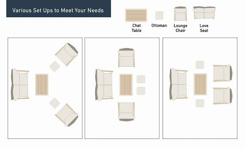 SONGMICS HOME Sencillo Collection - 6 Piece Patio Rattan Furniture Set, 1 Coffee Table, 1 Loveseat, 2 Lounge Chairs and 2 Ottomans, Gray and Beige