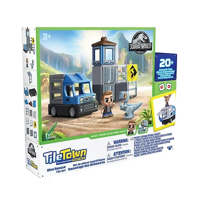 Tile Town Jurassic World Dino Rescue Magnetic Tiles Playset<br>