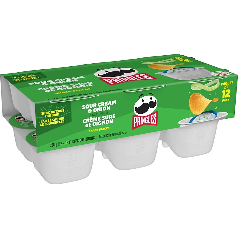 Pringles Snack Stacks Saveur de crème sure et oignon, 12x19g 12x19g