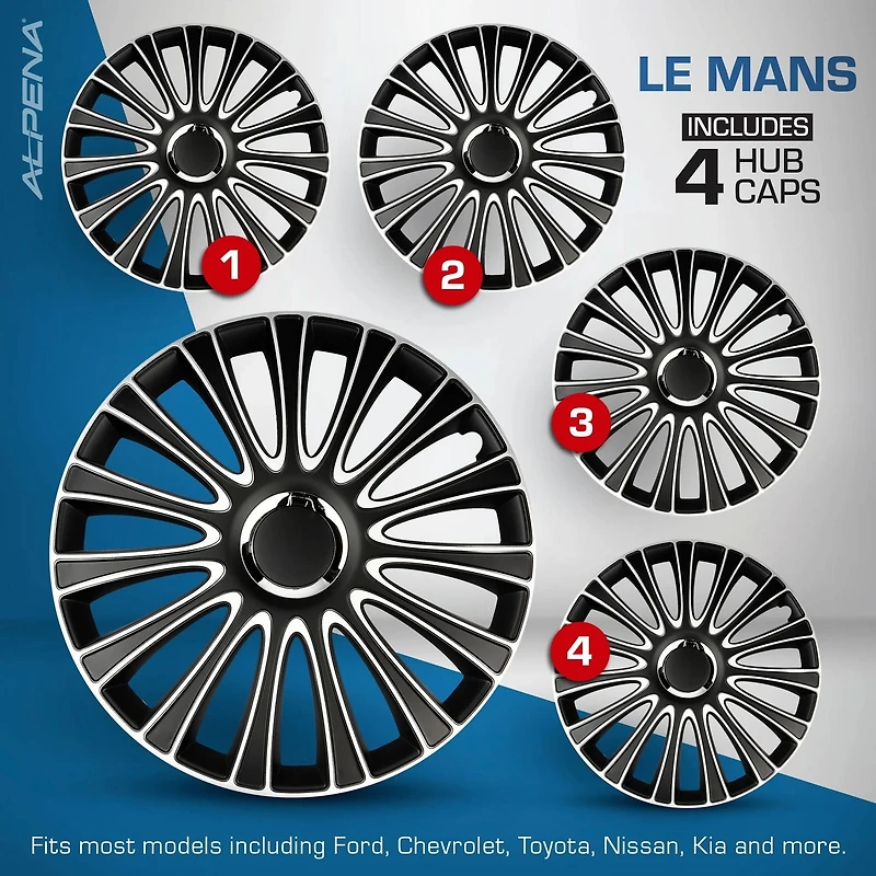 Alpena Enjoliveurs de roue Le Mans, 16 po, argenté - ensemble de 4