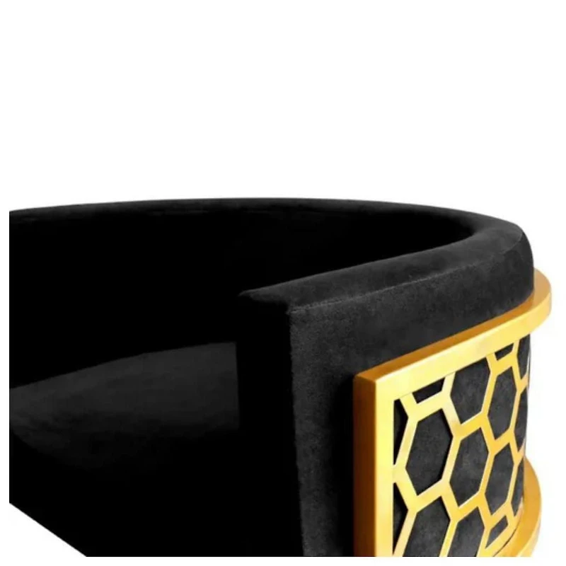 Maluma Counter Stool in Black Velvet  with a low back and luxe upholstery details