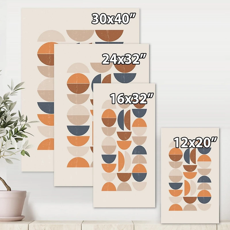 Designart Abstract Sun and Moon S In Blue and Orange Canvas Wall Art