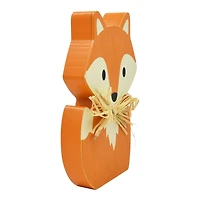 Renard d'automne en bois avec décor en raphia - 6 pouces Harvest Décor