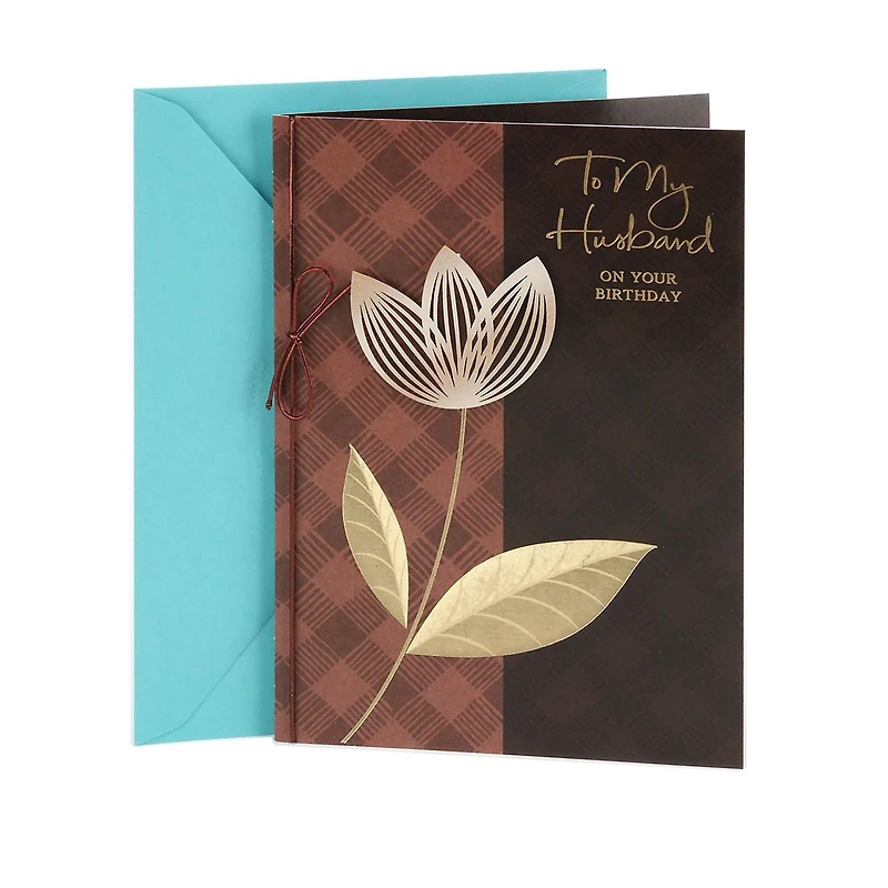 Carte de fête pour un époux – Hallmark (Motif écossais et fleur)
