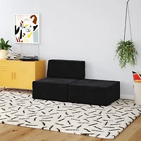 Novogratz The Flower Modular Chair and Lounger Bed with 5-in-1 Design, Black