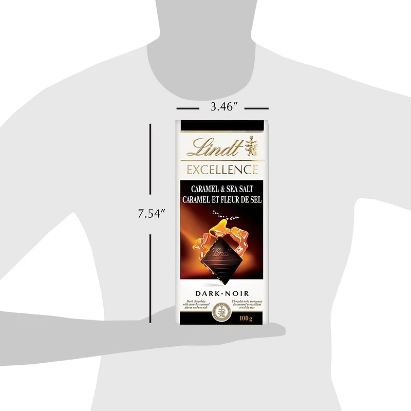 Chocolat noir Lindt EXCELLENCE Caramel et fleur de sel – Barre (100 g) 100 g