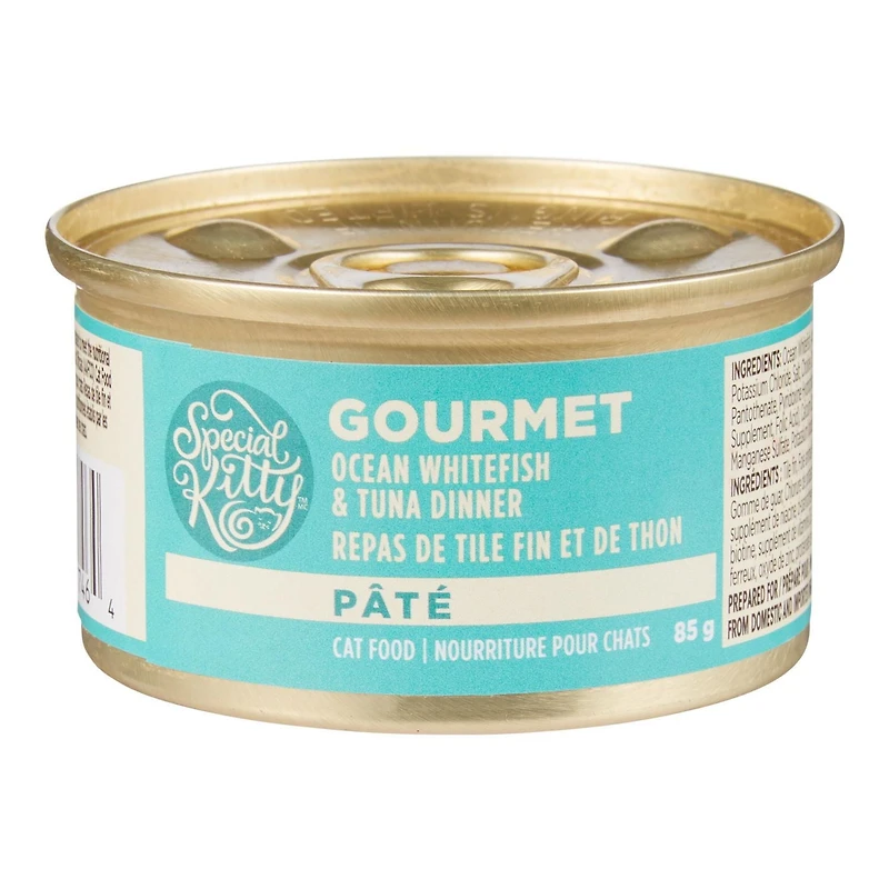 Pâtée pour chats Special Kitty Gourmet – Dîner au poisson blanc de l’Atlantique et au thon, conserve de 85 g SK GOURMET Dîner au poisson blanc de l’Atlantique et au thon – 85 g – Chacun