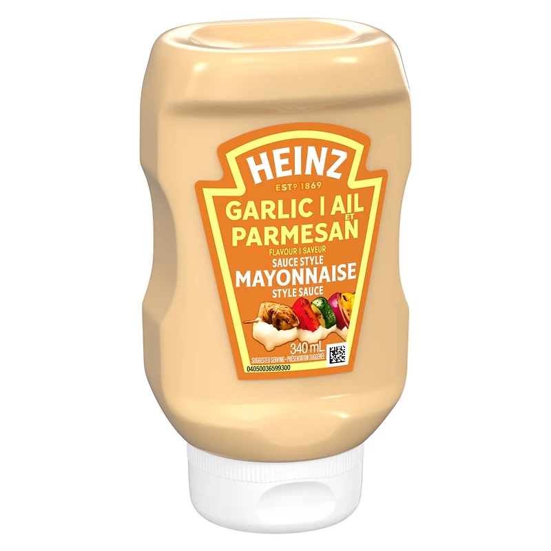 Sauce Style Mayonnaise À La Saveur D'Ail Et De Parmesan, Bouteille Mayonnaise aux cornichons Heinz