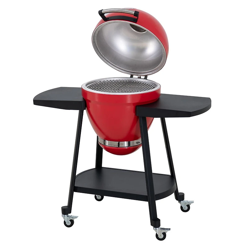 Sunjoy Charcoal Grill 20-Inch Kamado Grill Outdoor Egg Grill with Pizza Stone, Ultimate BBQ Grill and Smoker with Wheels