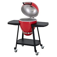 Sunjoy Charcoal Grill 20-Inch Kamado Grill Outdoor Egg Grill with Pizza Stone, Ultimate BBQ Grill and Smoker with Wheels