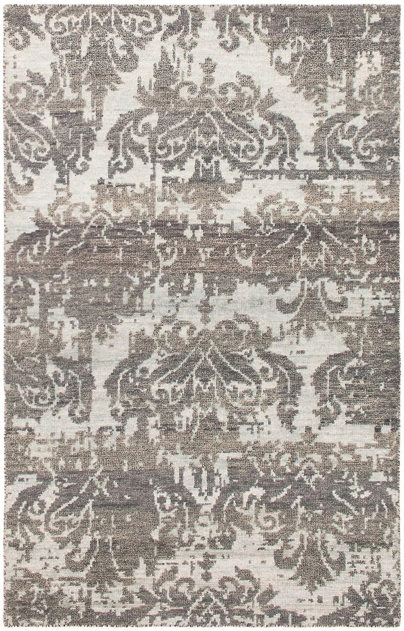 ECARPETGALLERY Tapis Noué à la Main pour Salon, Salle à Manger et Chambre à Coucher Transitionnel Collection La Seda 5'1" x 7'10" en Gris