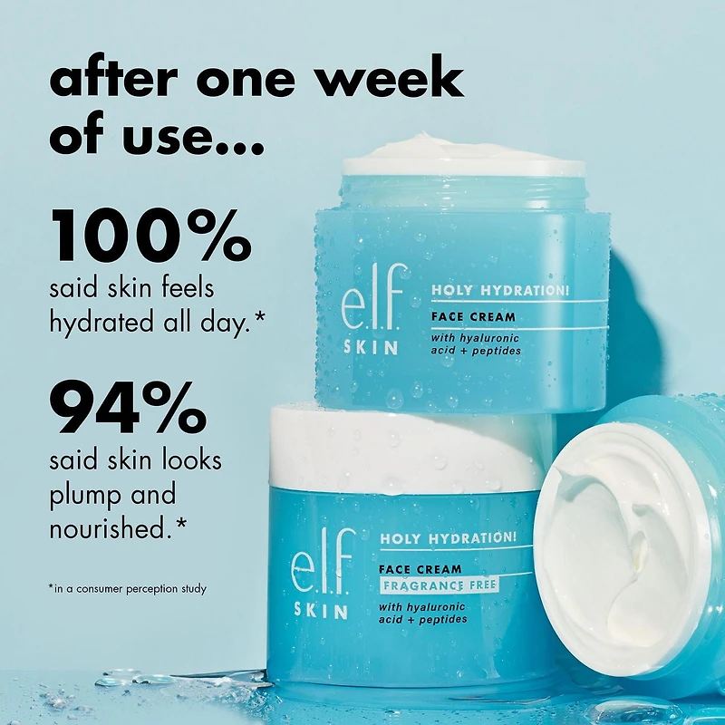 e.l.f. cosmetics Holy Hydration Face Cream - Fragrance Free, Fragrance-free cream, 50g